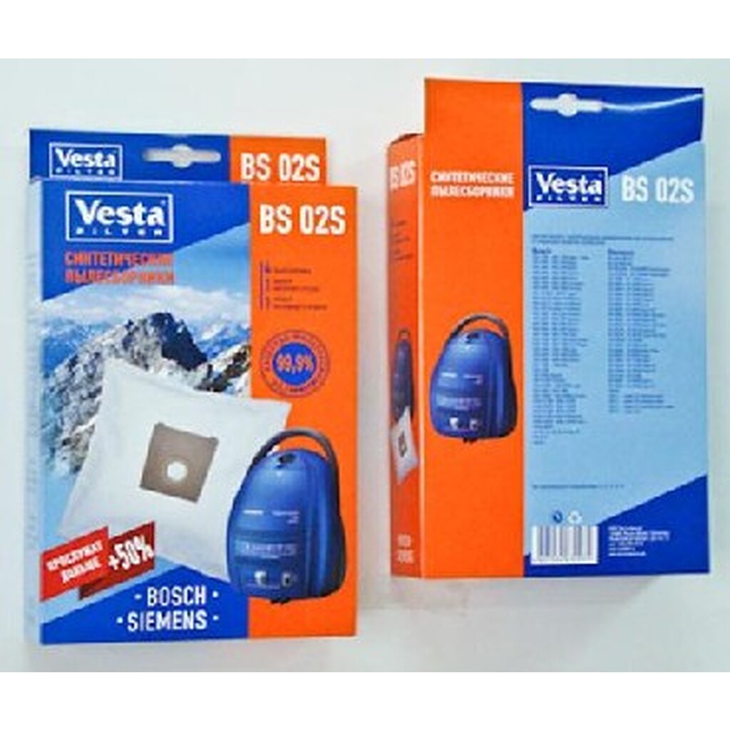 Пылесборники VESTA FILTER BS 02S синтетика комл. 4шт.+2 фильтра (10) o-1009341