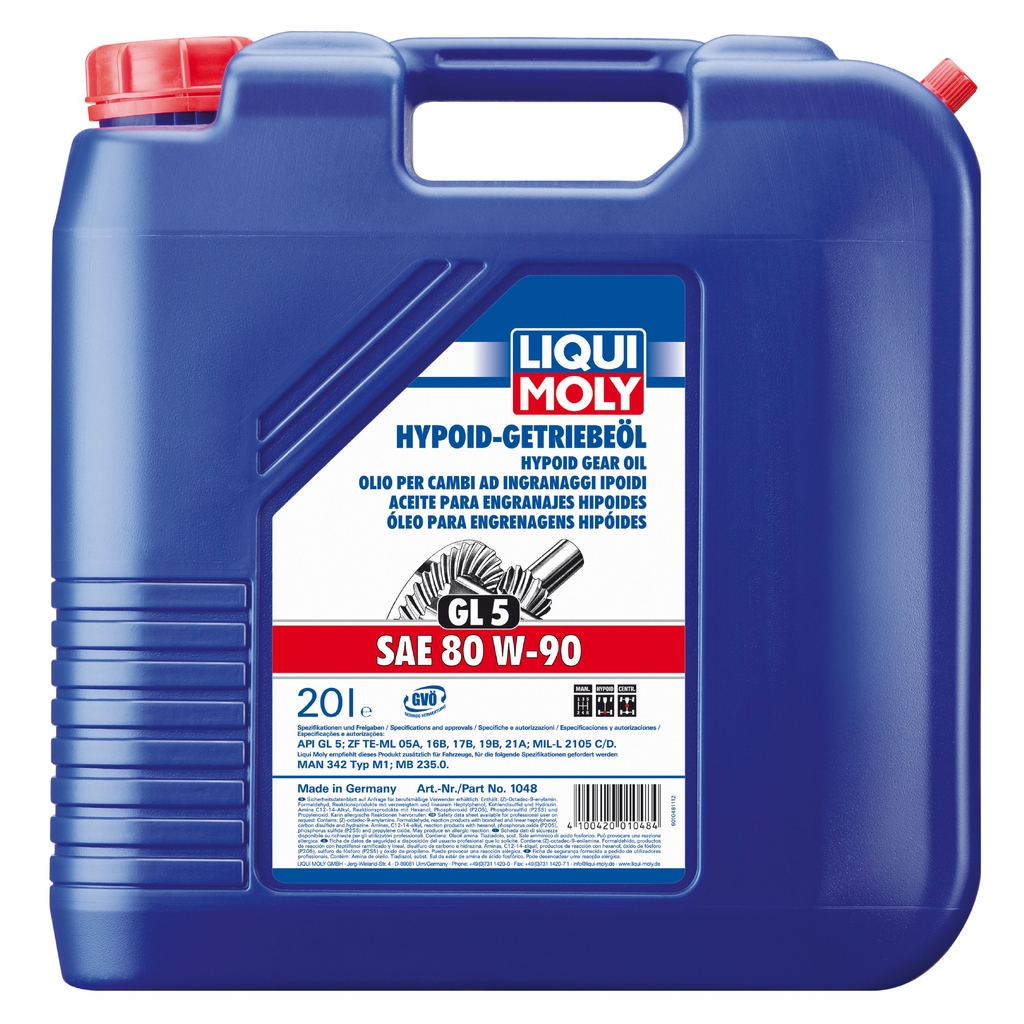 Минеральное трансмиссионное масло LIQUI MOLY Hypoid-Getriebeoil 80W-90 GL-5 20л 1048