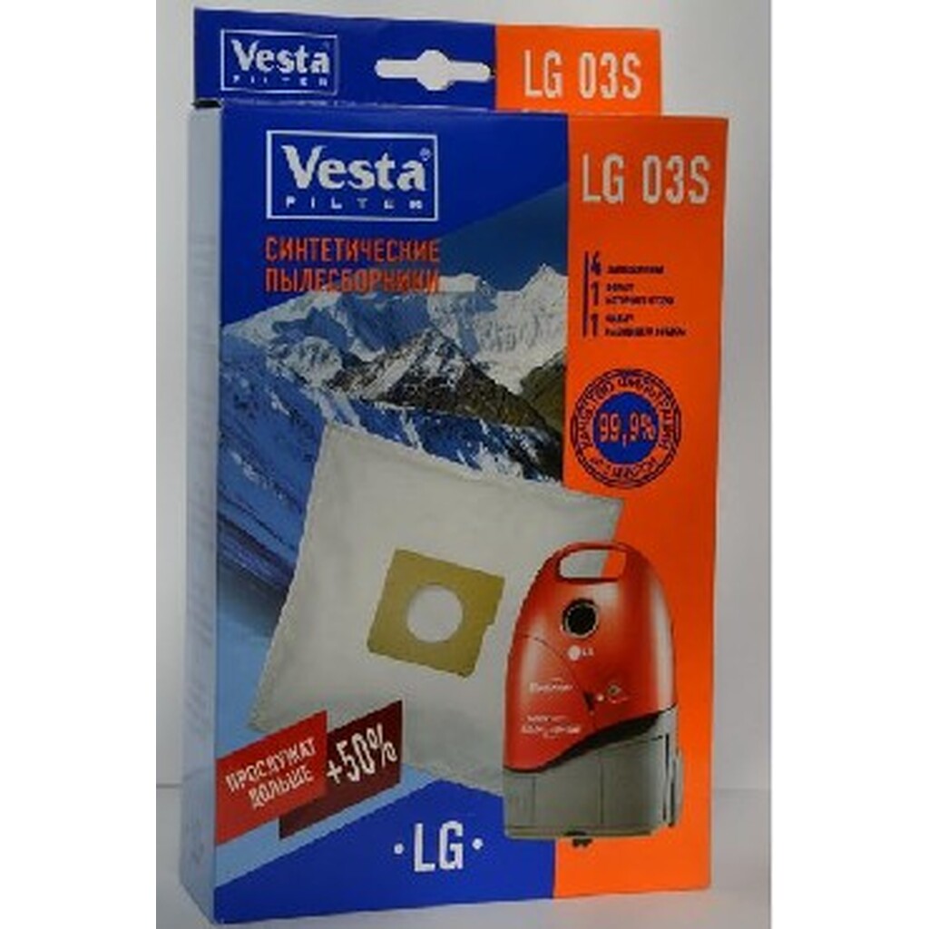Пылесборники VESTA FILTER LG 03S синтетика комл. 4шт.+2 фильтра (10) o-1049127