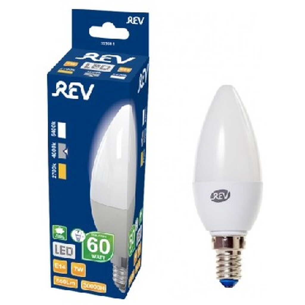 Лампа REV 32350 1 LED C37 Е14 7W, 4000K, холодный свет