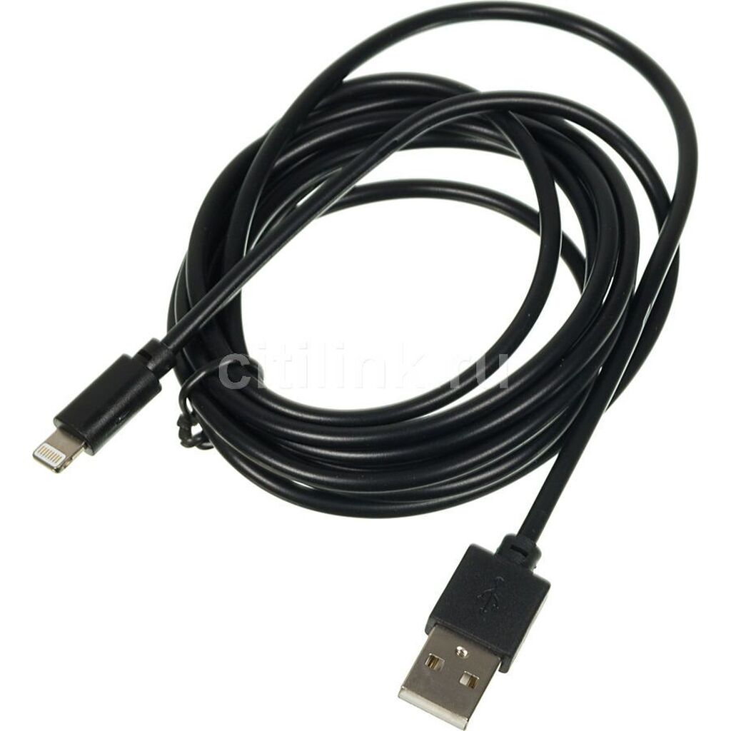 Кабель Digma Lightning (m) -  USB (m),  2м,  2A,  черный LIGHT-2M-BLK 1084561