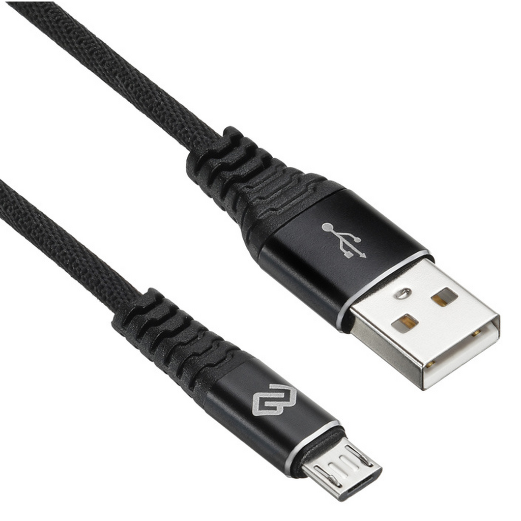 Кабель Digma micro USB (m) -  USB (m),  3м,  в оплетке,  2A,  черный MICROUSB-3M-BRAIDED-BLK 1080382