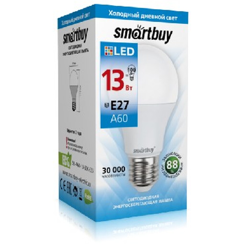 Лампа светодиодная SMARTBUY A60-13W/6000/E27 (10)