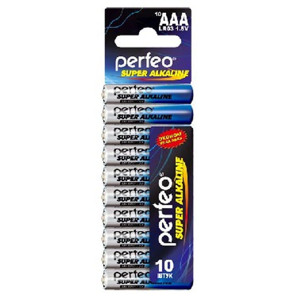 Батарейки AAA Perfeo LR03/10SHRINK CARD Super Alkaline (10 штук) PF LR03/10SH CARD