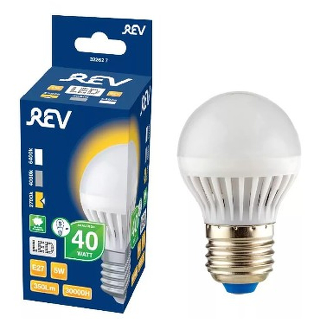 Лампа светодиодная REV 32262 7 Лампа сд G45 Е27 5W 2700K теплый свет