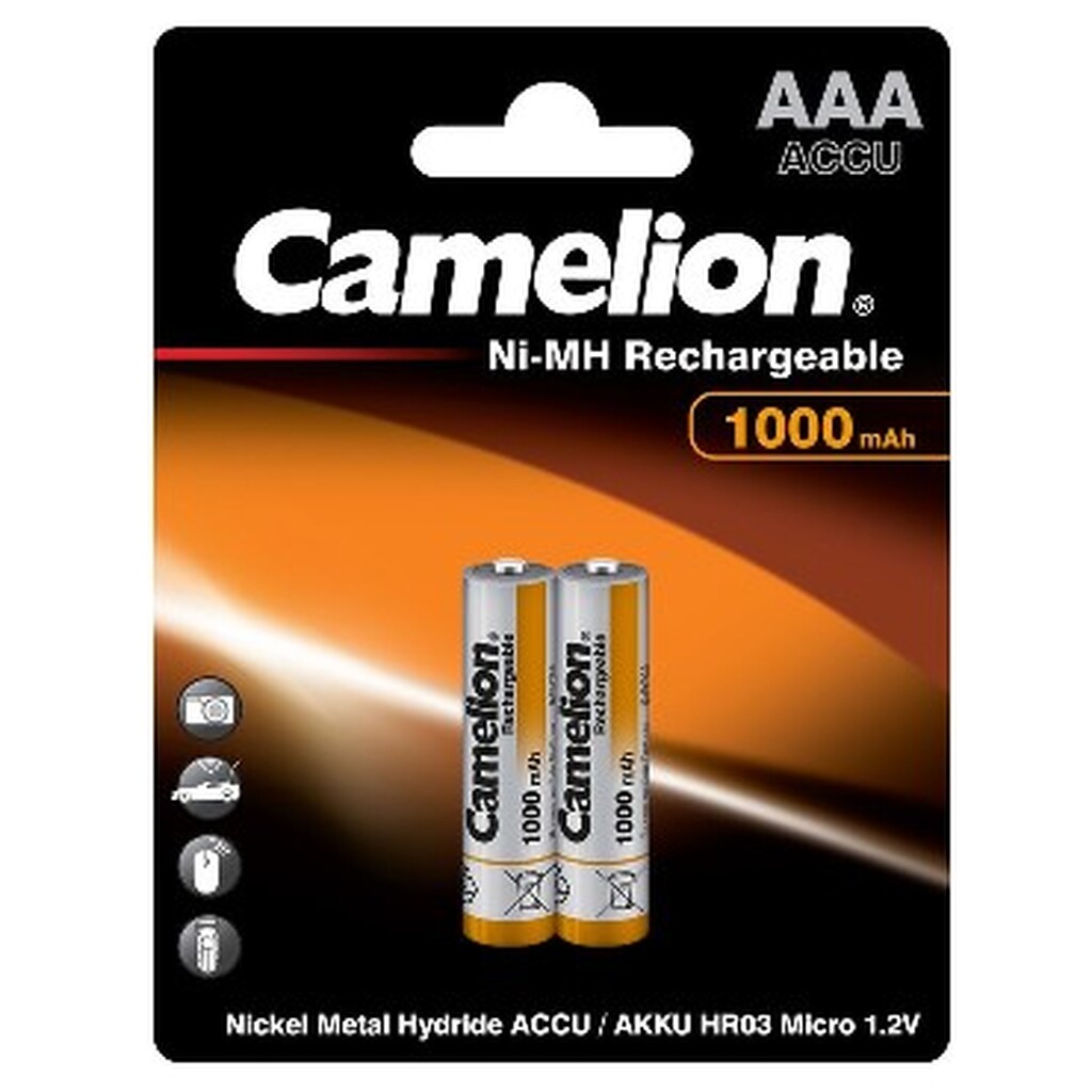 Аккумулятор CAMELION AAA-1000mAh Ni-Mh BL-2 (NH-AAA1000BP2, аккумулятор,1.2В)