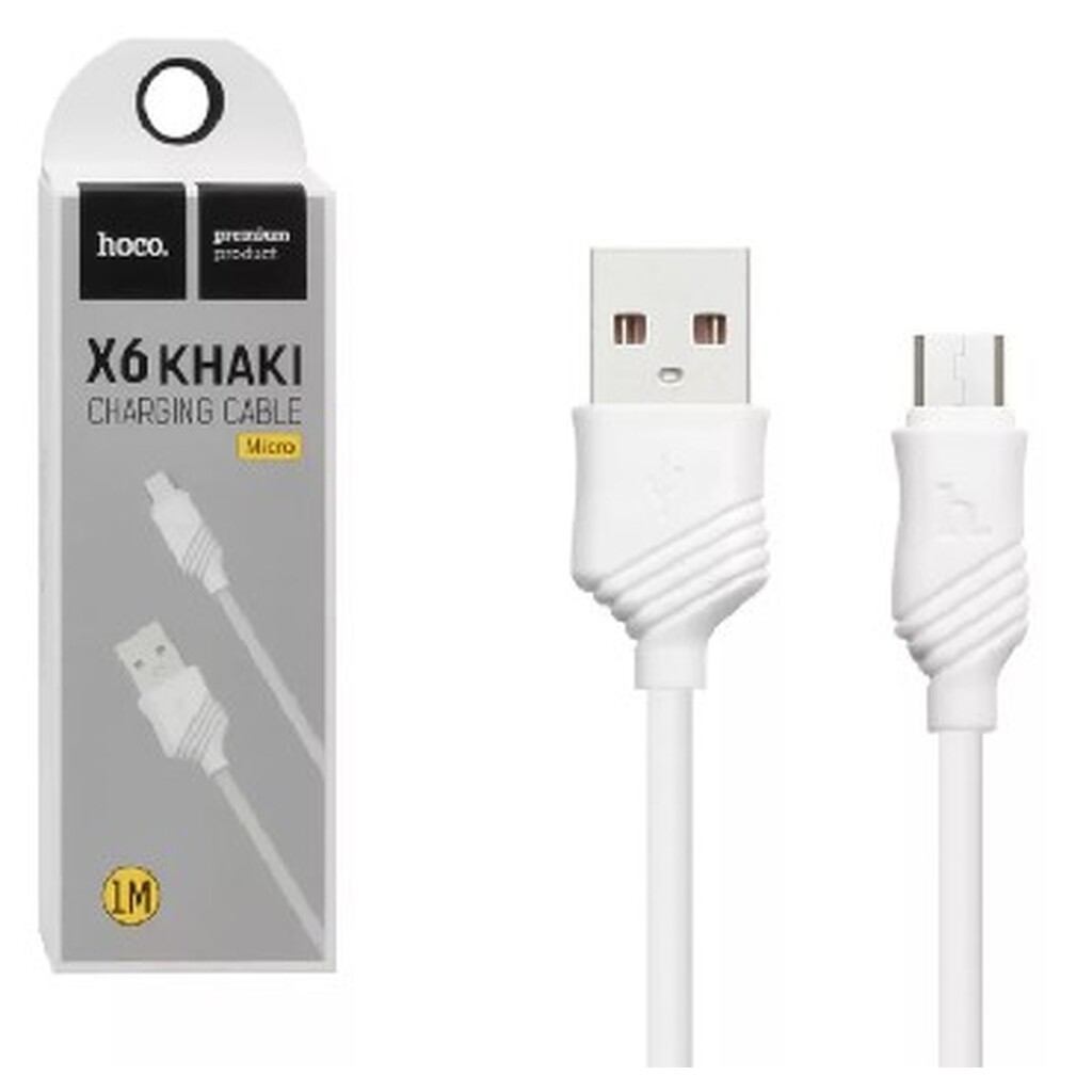Кабель HOCO X6 USB (m)-microUSB (m) 1.0м 2.4A силикон белый o-1231887