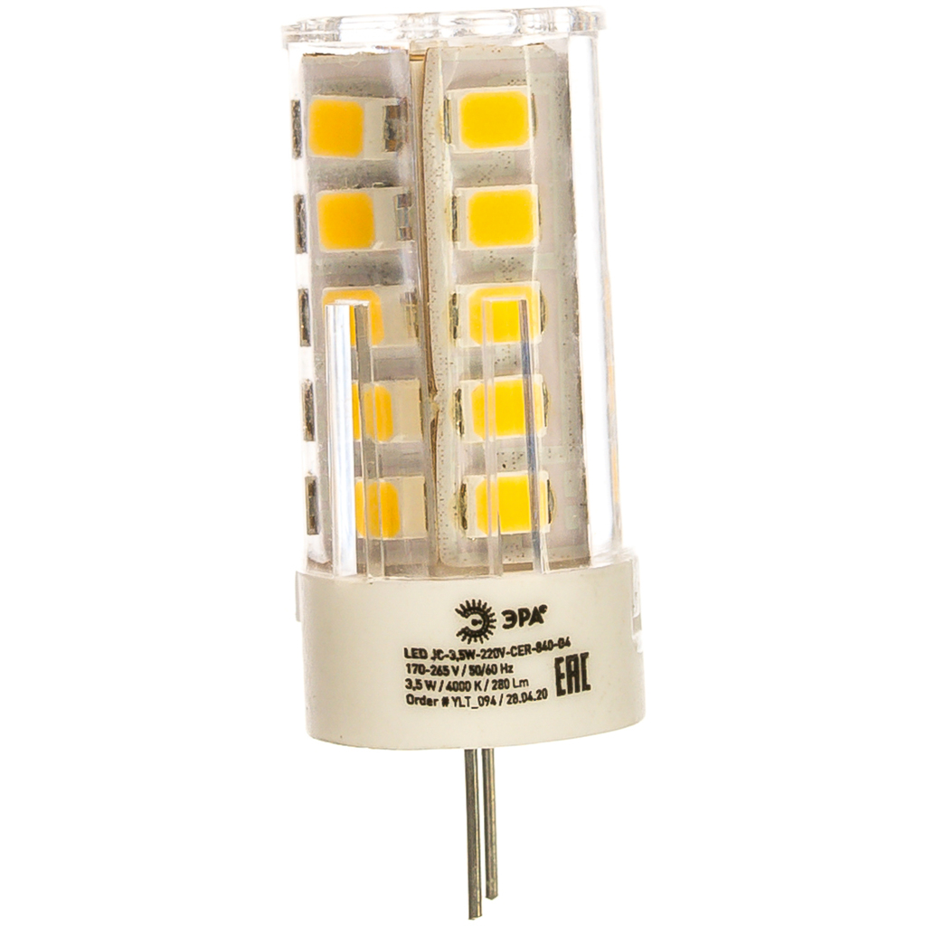 Светодиодная лампа ЭРА LED smd JC-3,5w-220V-corn, ceramics-840-G4 Б0027856