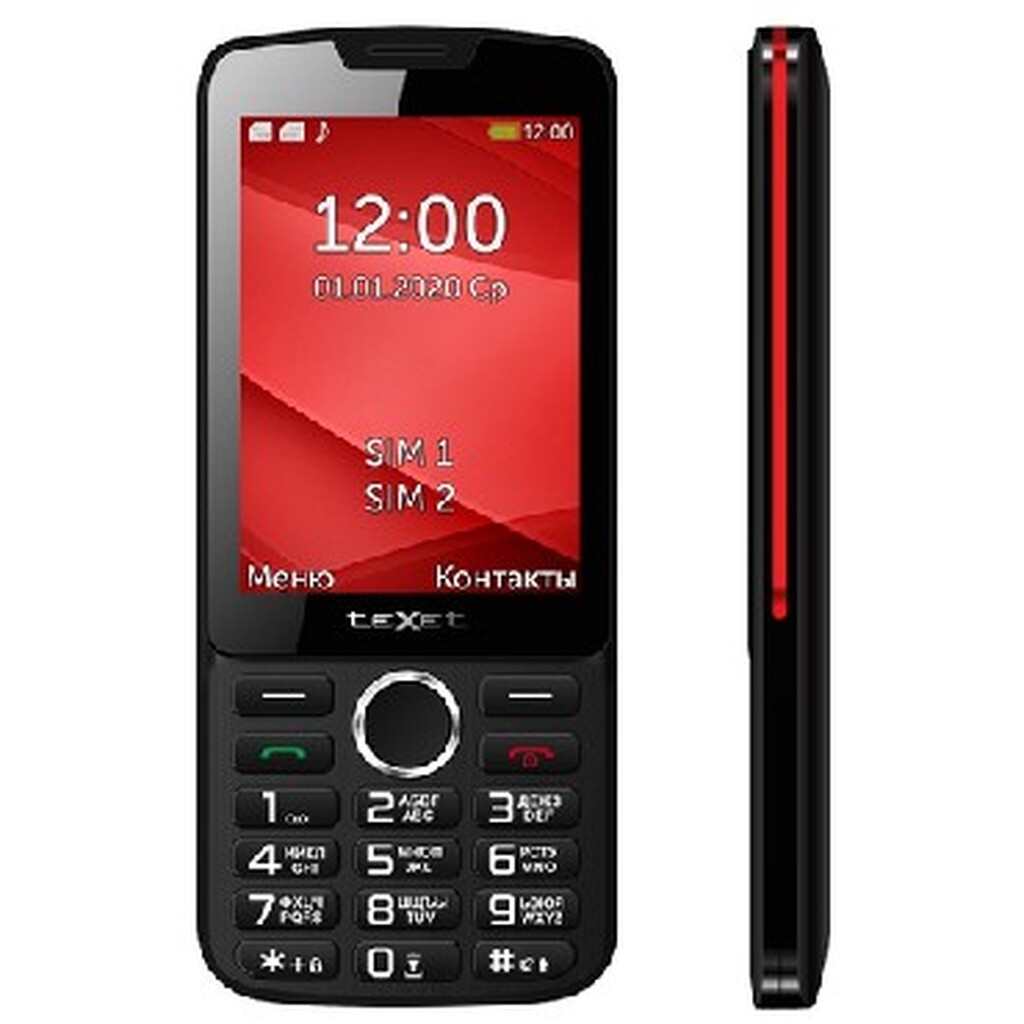 МОБИЛЬНЫЕ ТЕЛЕФОНЫ СТАНДАРТ GSM TEXET TM-308 цвет черный-красный