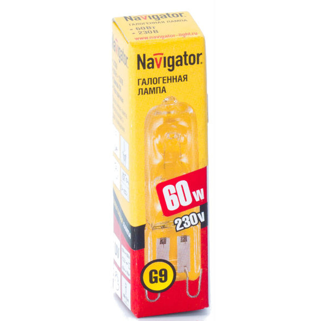 Галогенная лампа Navigator 94 216 JCD9 60Bт clear G9 230B 2000h 4607136942165 128327