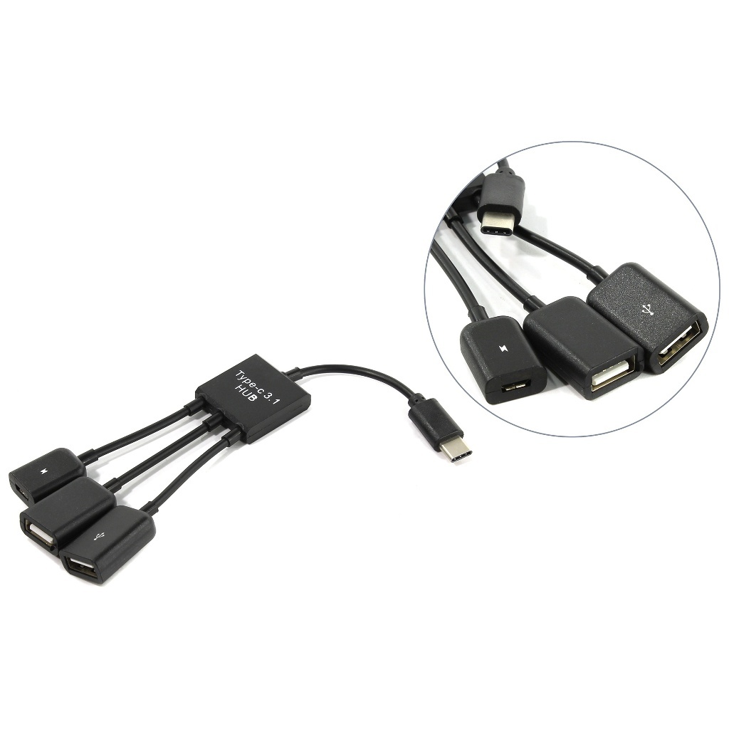 Хаб USB KS-is OTG 2xUSB 2.0 MicroUSB F - USB Type C M KS-319 P607873
