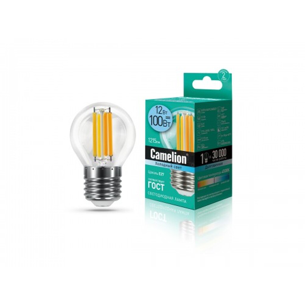 Светодиодная лампа Camelion LED12-G45-FL/845/E27 12Bт 220B 13715