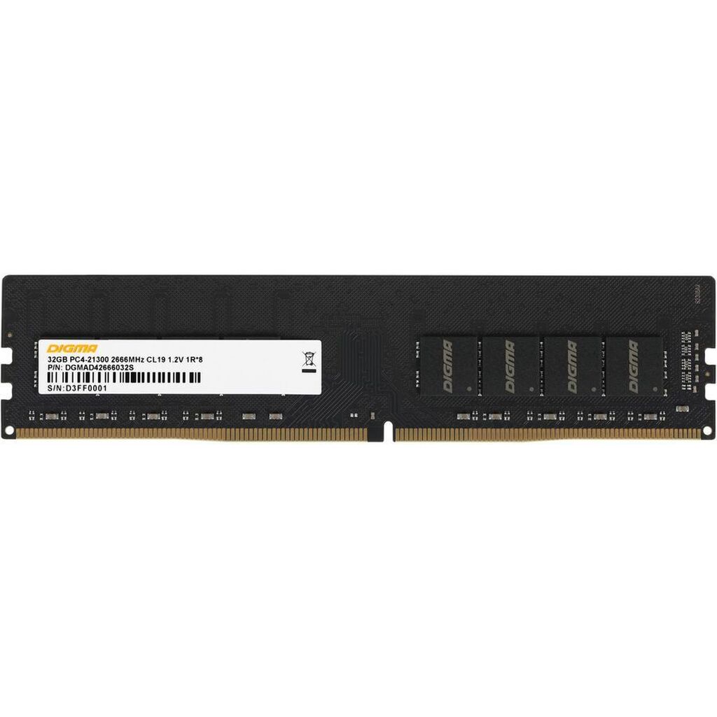 Оперативная память Digma DGMAD42666032S DDR4 -  32ГБ 2666МГц, DIMM,  Ret 1873547