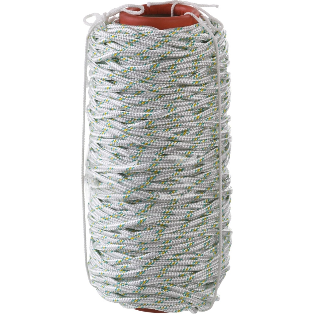 Плетёный капроновый 16-прядный фал с капроновым сердечником, диаметр 6мм, бухта 100м, 650кгс СИБИН 50220-06