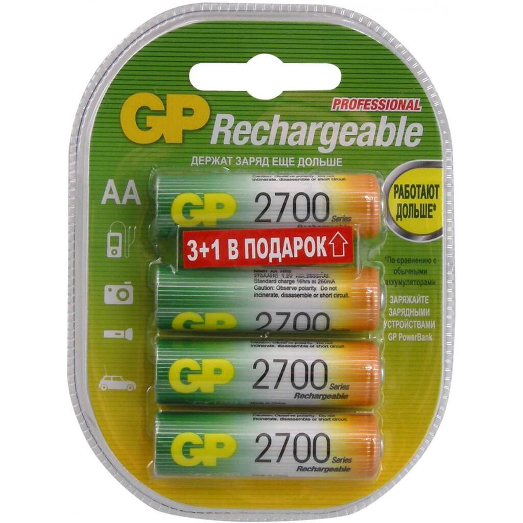 Перезаряжаемые аккумуляторы GP AA 2650 мАч 4 шт 270AAHC3/12CR4 270AAHC3/1-2CR4