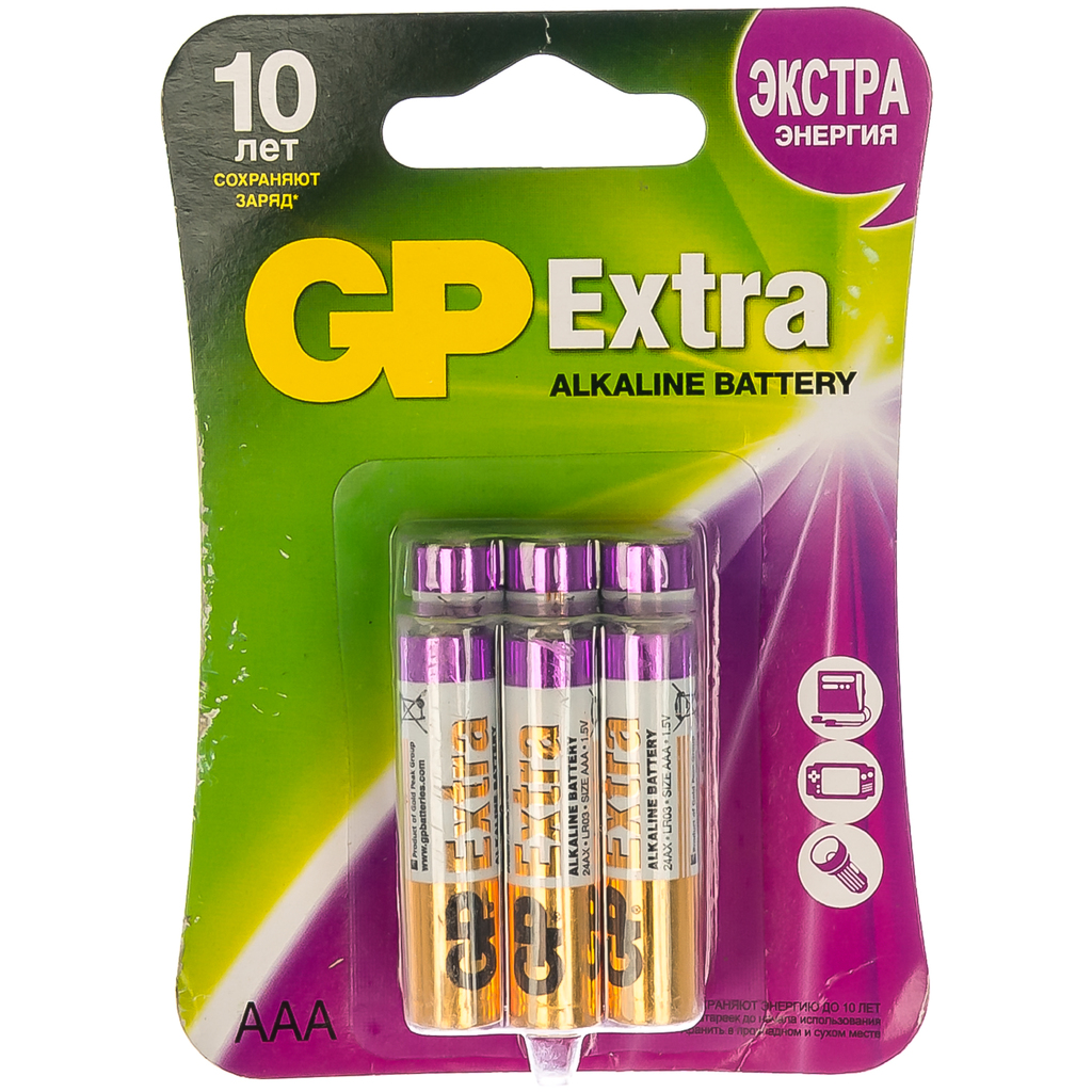 Алкалиновые батарейки GP AАA 6 шт Extra Alkaline 24А 24AX-2CR6 Extra