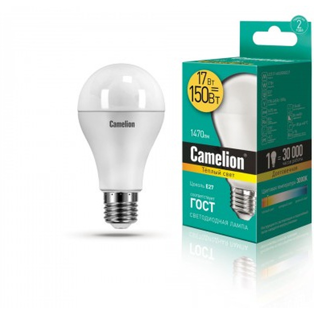 Светодиодная лампа Camelion LED17-A65/830/E27 17Вт 220В 12308