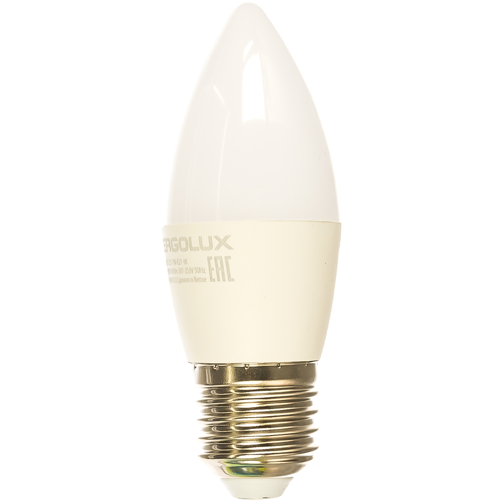 Электрическая светодиодная лампа Ergolux LED-C35-7W-E27-3K Свеча 7Вт E27 3000K 172-265В 13297