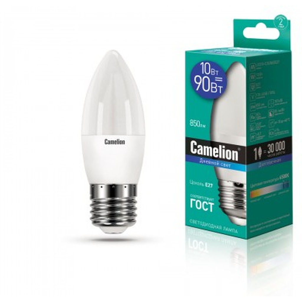 Светодиодная лампа Camelion LED10-C35/865/E27 10Вт 220В 13564