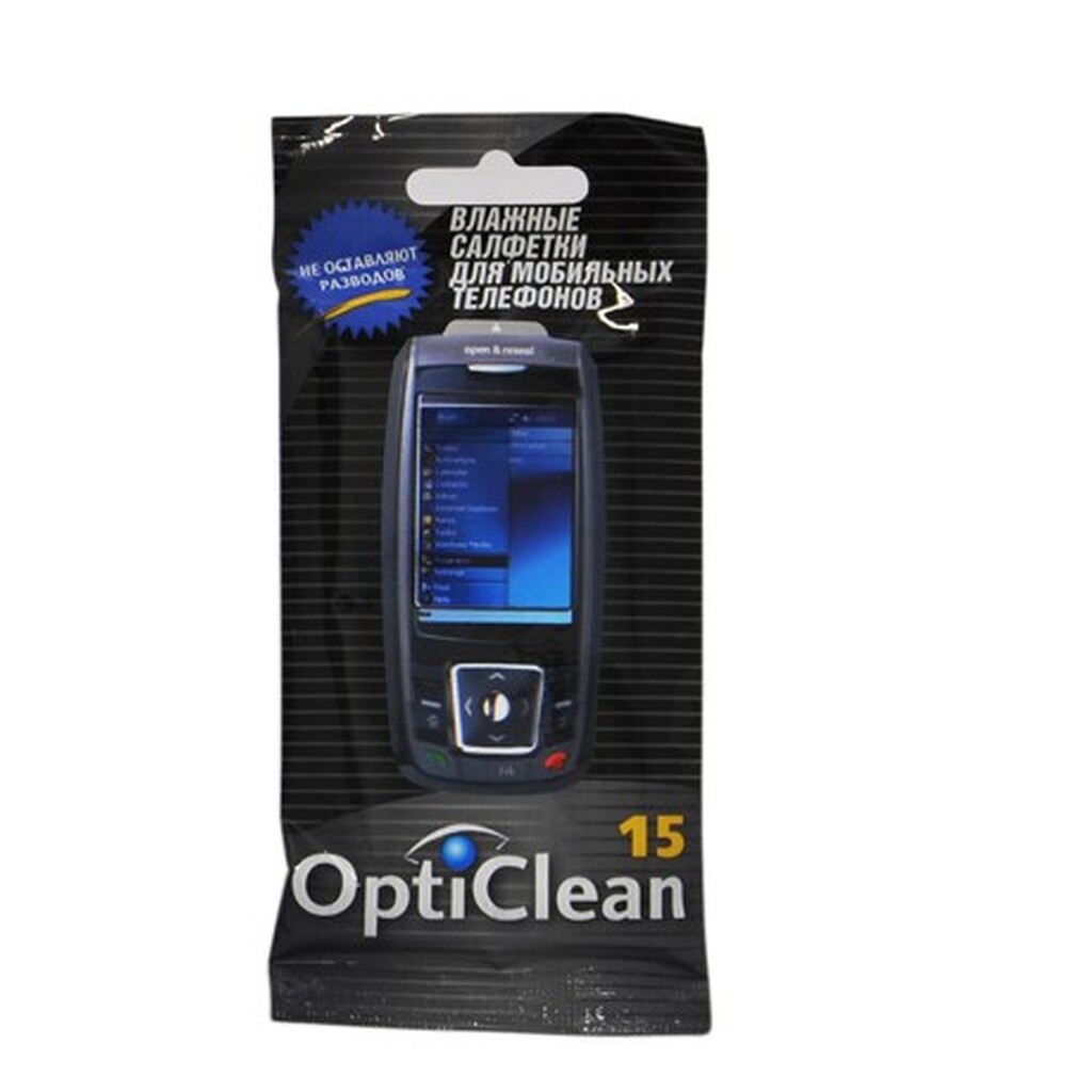 Влажные очищающие салфетки для мобильных телефонов АВАНГАРД OPTI CLEAN 20x10 см, 15 шт. OC-48176