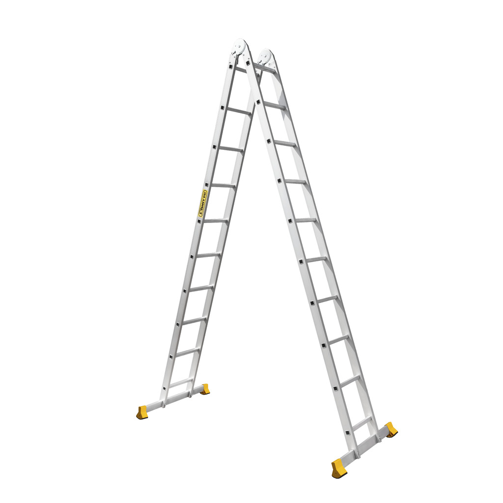 Алюминиевая двухсекционная шарнирная лестница 2x5 ступеней Алюмет (Т205)