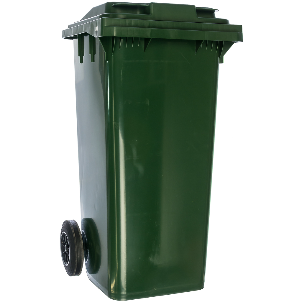 Передвижной мусорный контейнер (120 литров с крышкой, зеленый) Пластик Система 23.C29