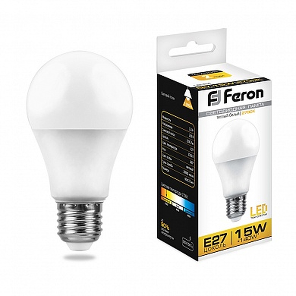 Светодиодная лампа FERON 15W 230V E27 2700K, LB-94 25628