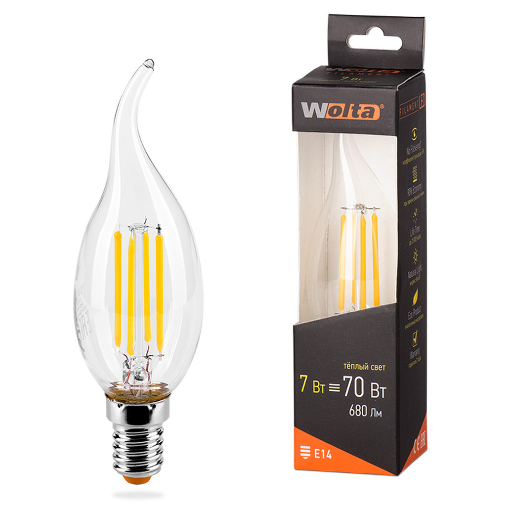 Лампа LED Wolta FILAMENT, 3000K, 25YCDFT7E14