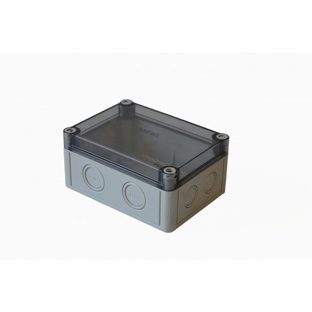 Коробка 150х110х73мм АБС-пластик,светло-серый цвет корпуса,крышка низкая,прозрачная,пустая HEGEL КР2801-420