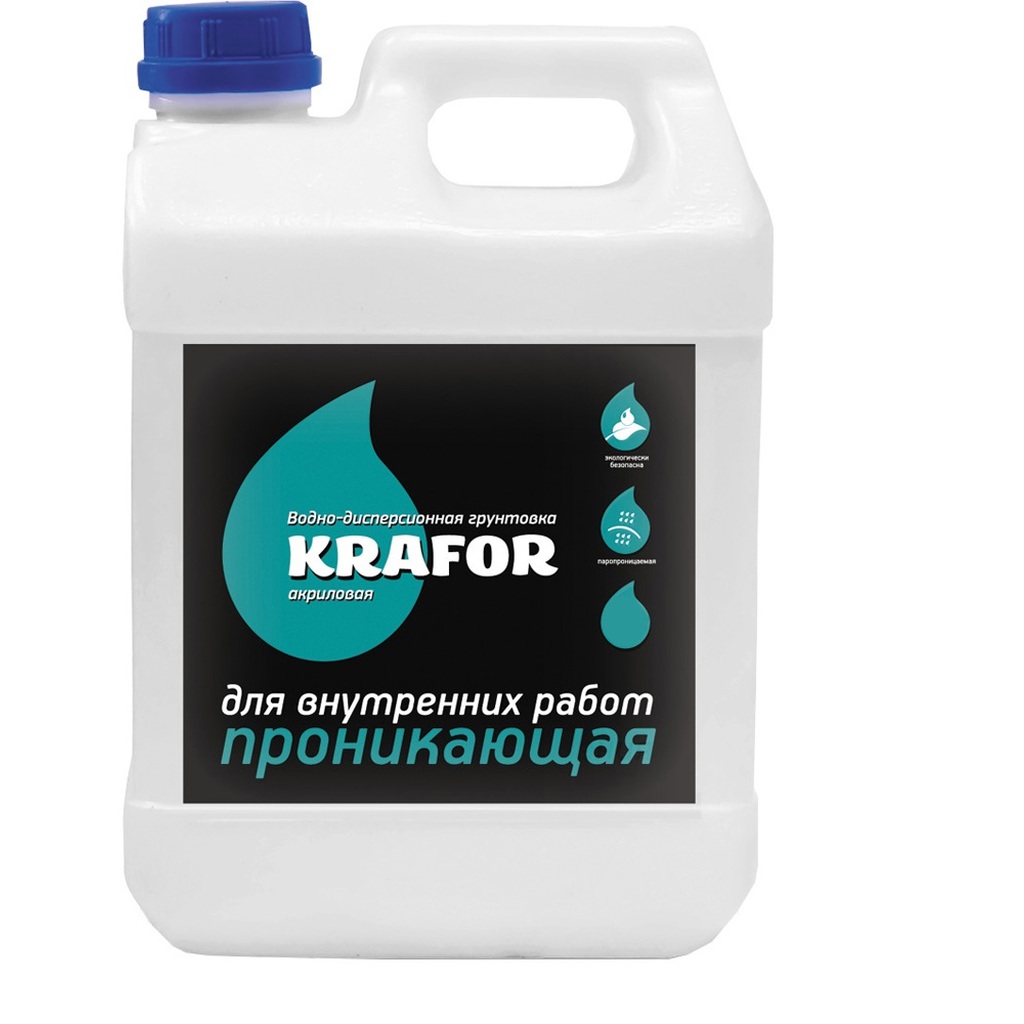 Проникающая грунтовка для внутренних работ KRAFOR 10 л (1) зеленая этикетка 27333