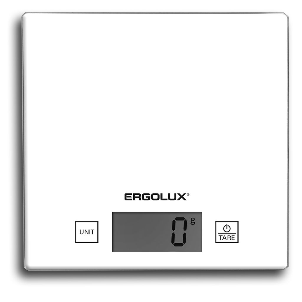 Кухонные белые весы ERGOLUX ELX-SK01-С01 до 5 кг, 150*150 мм 13599