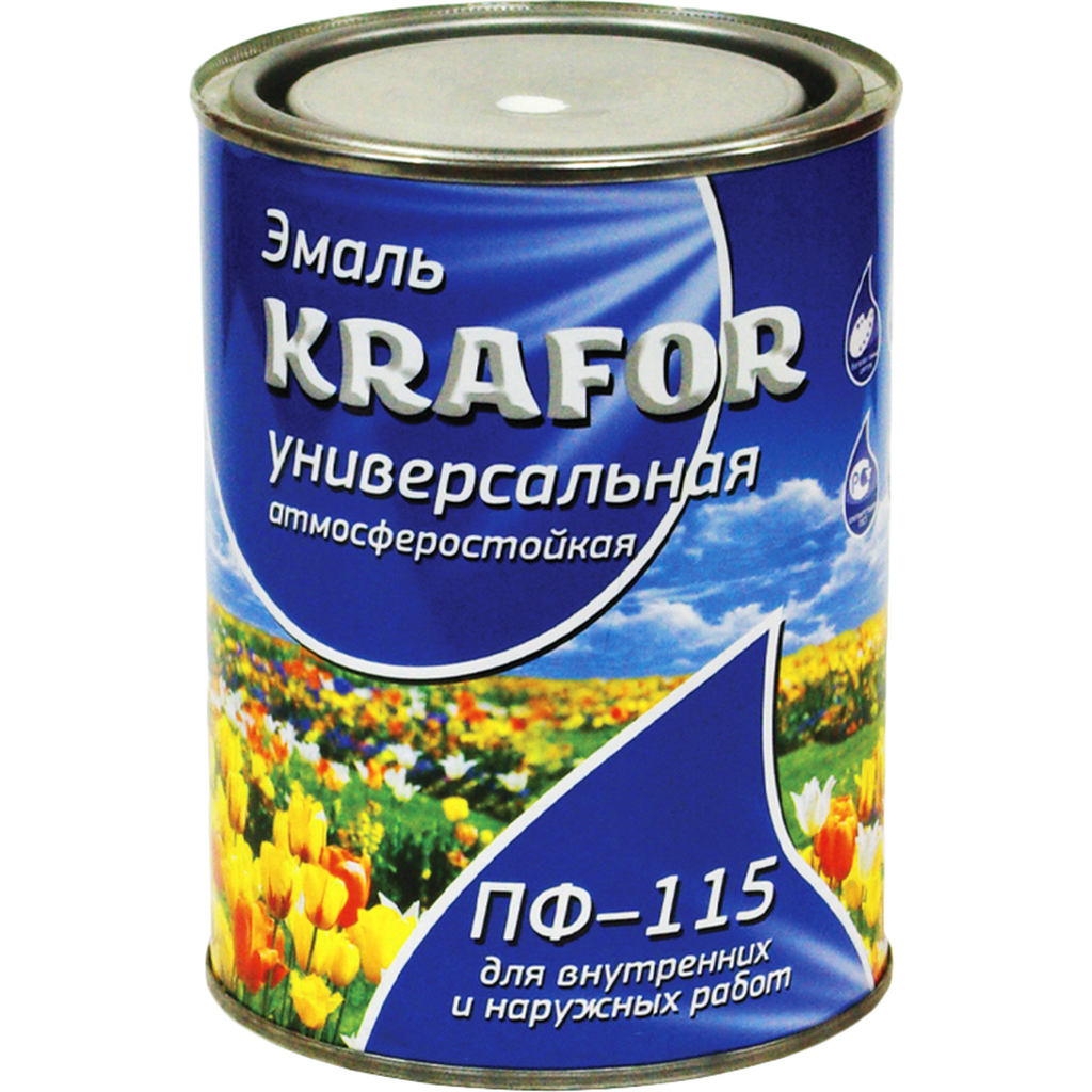 Универсальная эмаль Krafor ПФ-115 серая 0.8 кг 6 206150