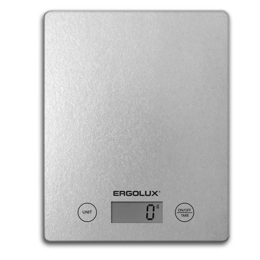 Кухонные весы ERGOLUX ELX-SK02-С03 серые металлик до 5 кг, 195*142 мм 13600