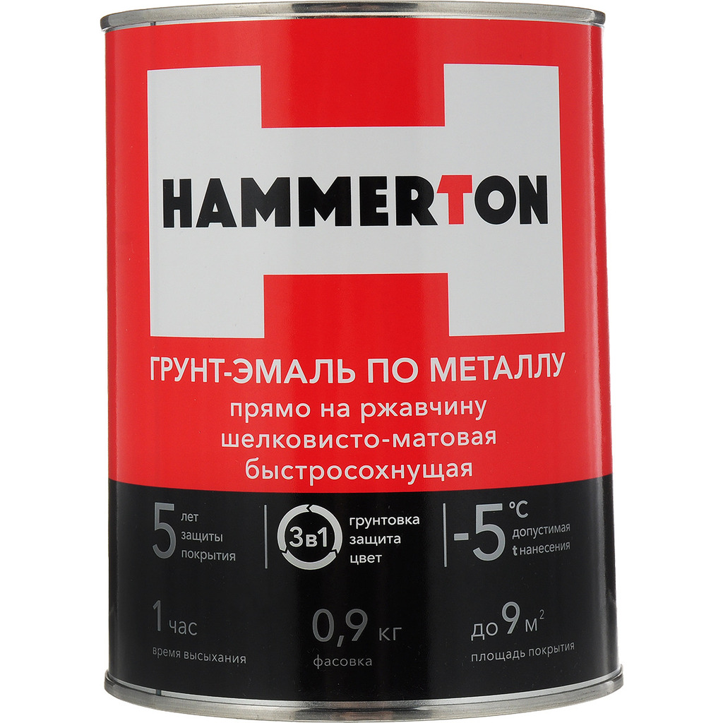 Грунт-эмаль по ржавчине Hummerton 3 в 1 красно-коричневый 0.9 кг 14 205544 HAMMERTON