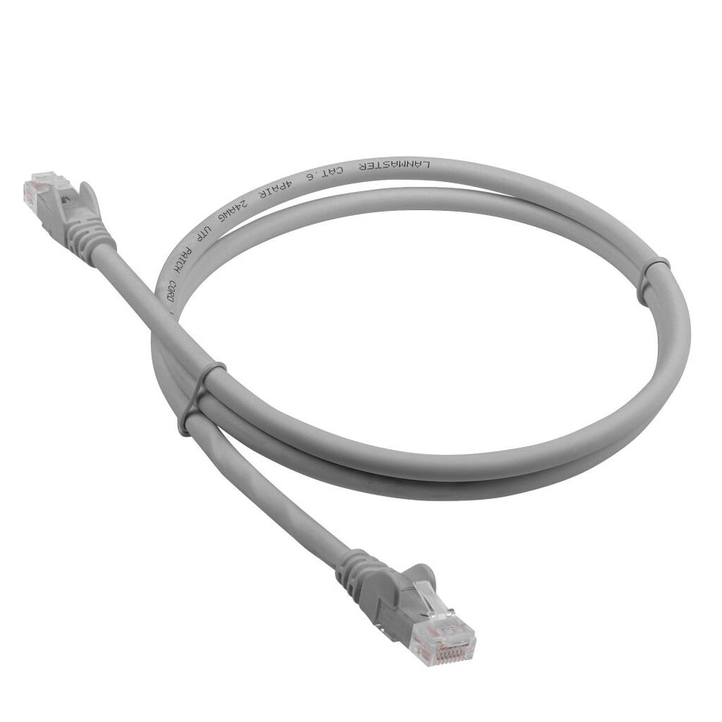 Патч-корд LANMASTER RJ45-RJ45, 4 пары, UTP, категория 6, 3 м, серый, LSZH, LAN-PC45/U6-3.0-GY