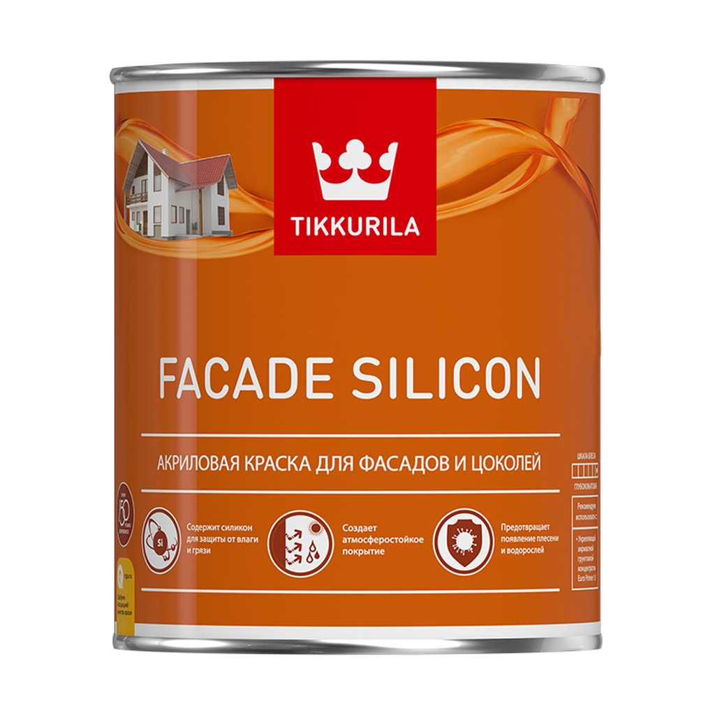 Краска TIKKURILA FACADE SILICON силикон модифицированная для фасадов, глубокоматовая, база A 2,7л 700011474