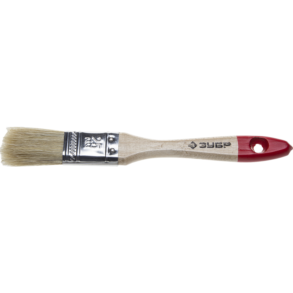 Плоская кисть Зубр Универсал Стандарт натуральная щетина деревянная ручка 25 мм 4-01001-025