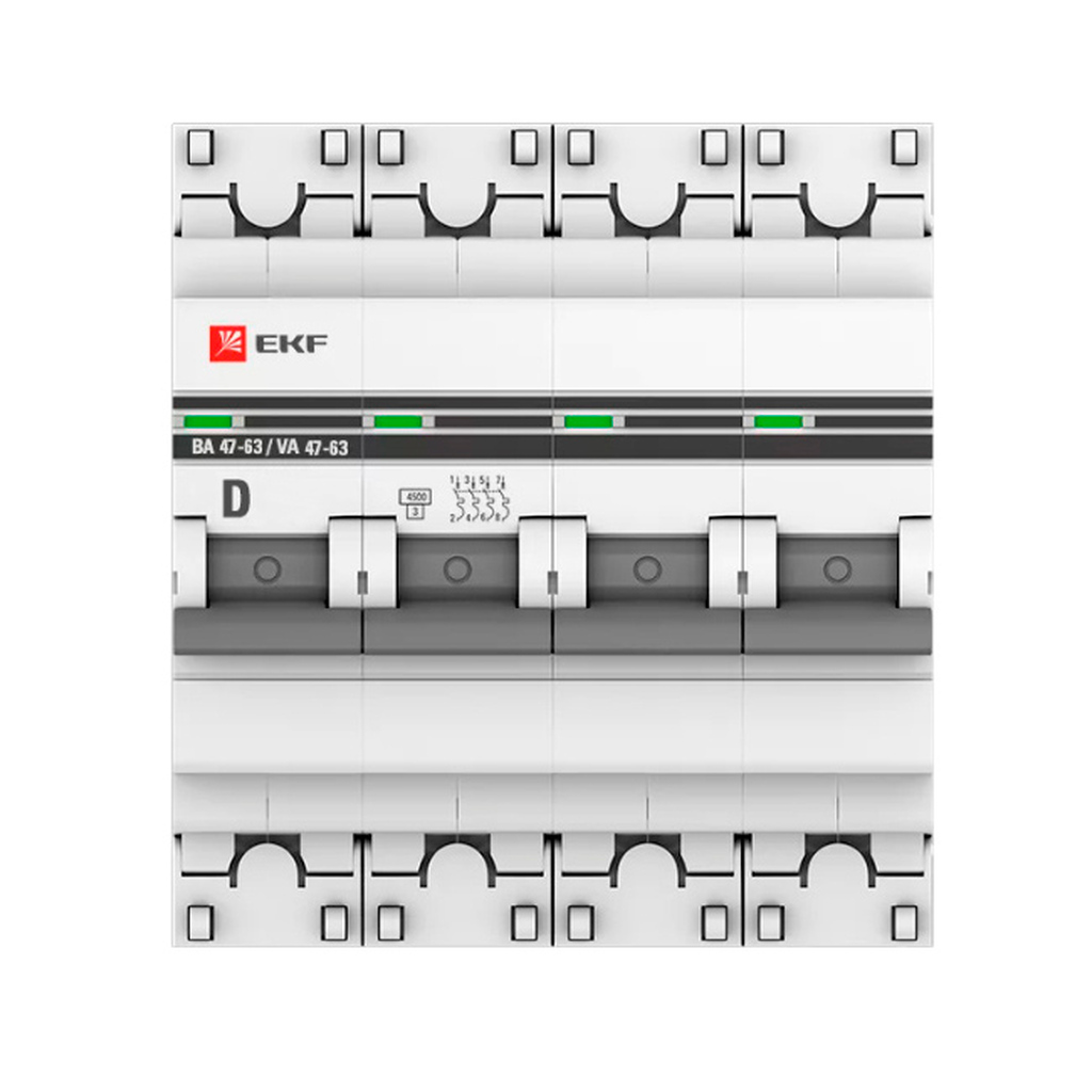 Автоматический выключатель EKF PROxima ВА 47-63, 4P, 40А, 4,5kA,  mcb4763-4-40D-pro