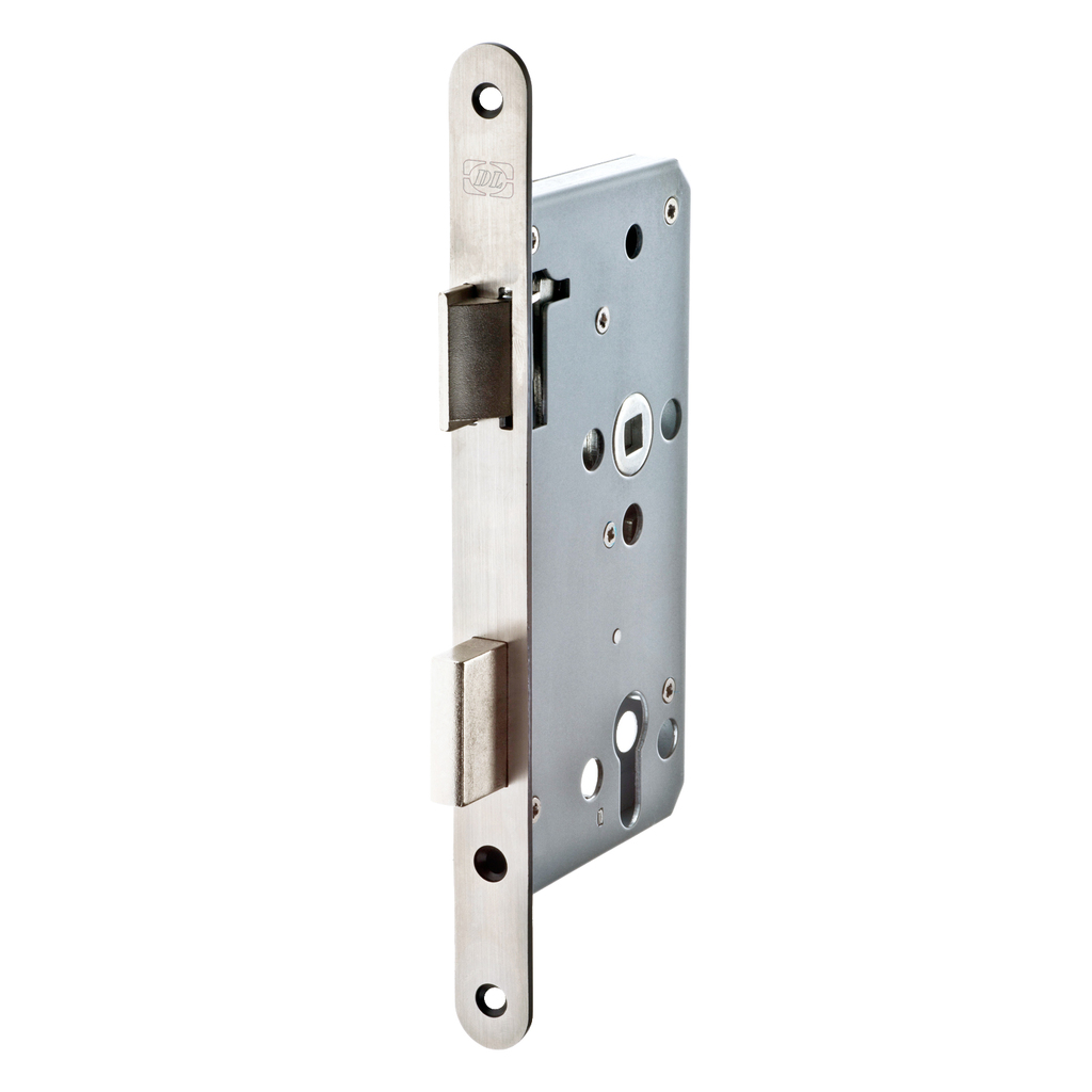 Корпус замка DOORLOCK DL401/55 PZ72 Rt нержавеющая сталь, реверсивный с запорной планкой, III класс 75310