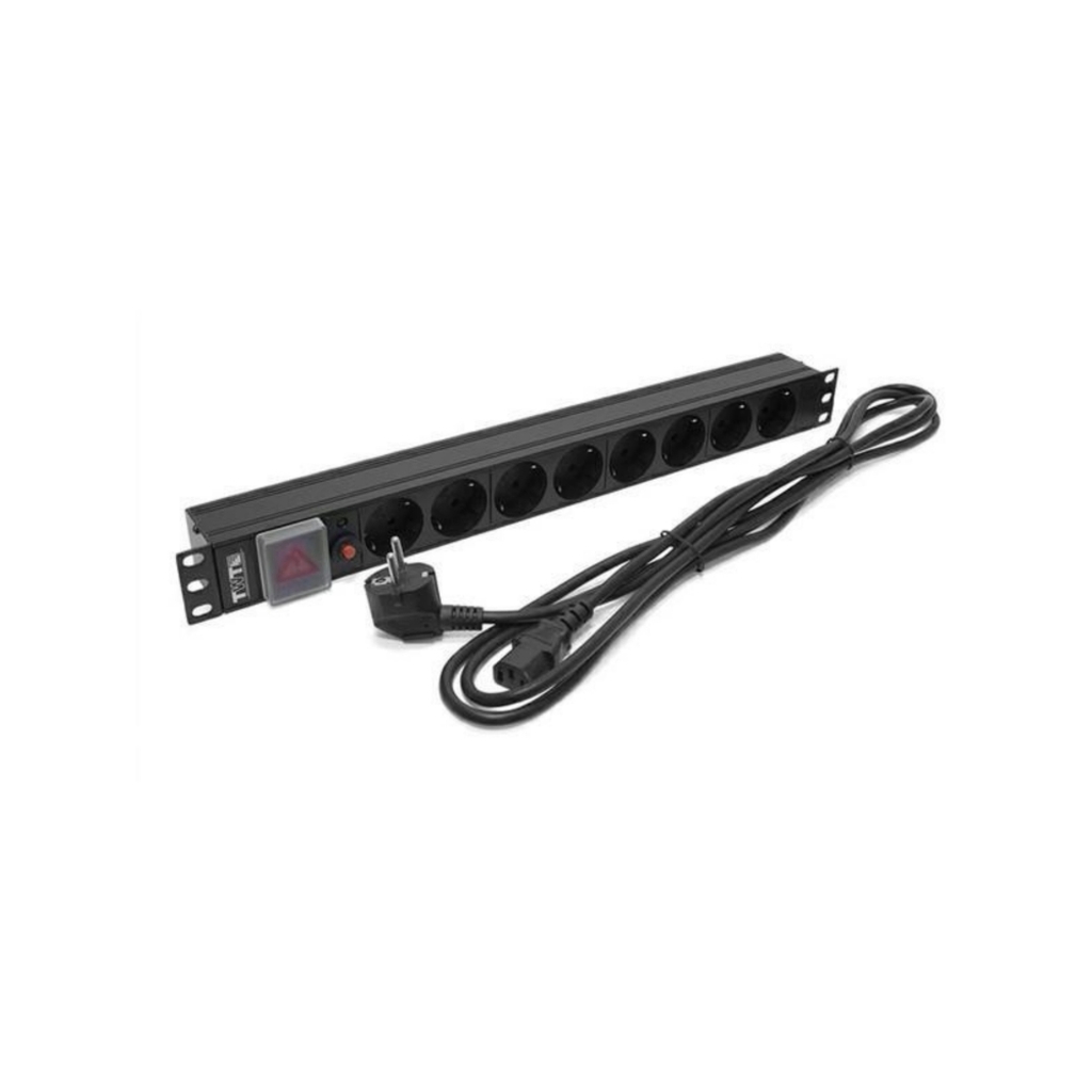 Блок розеток LANMASTER TWT 19" 8 шт.. 10A 250V. шнур питания 1.8 м (TWT-PDU19-10A8P-1.8)