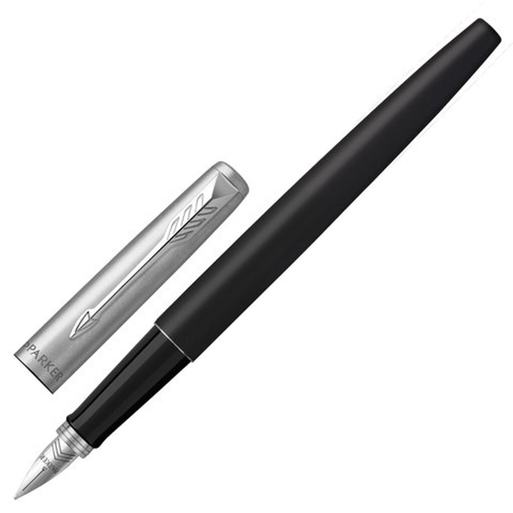 Ручка перьевая PARKER "Jotter Bond Street Black CT", копус черный, детали из нержавеющей стали, синяя, 2030947