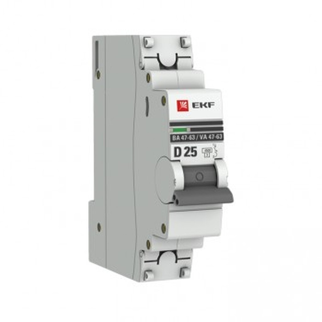 Автоматический выключатель EKF 1P, 25А, D, 4,5kA, ВА 47-63, PROxima SQ mcb4763-1-25D-pro