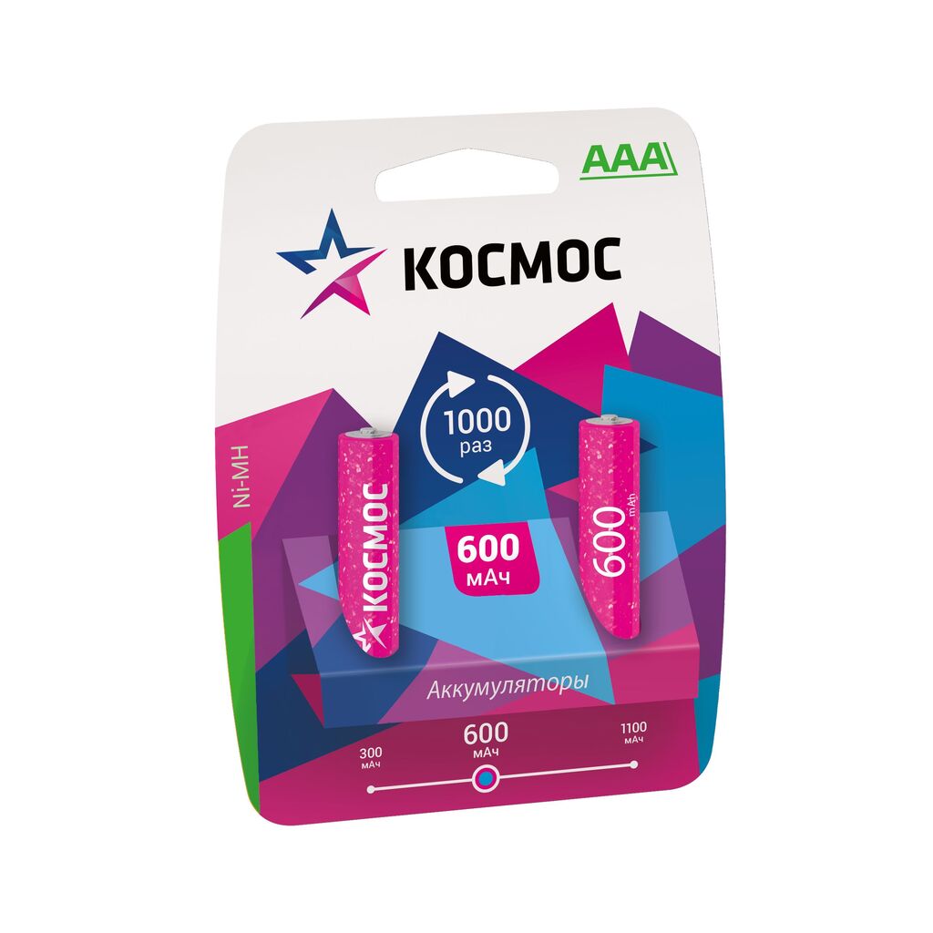 Аккумулятор Космос R03 NI-MH 600 mAh 2BL KOCR03NIMH/600MAH/