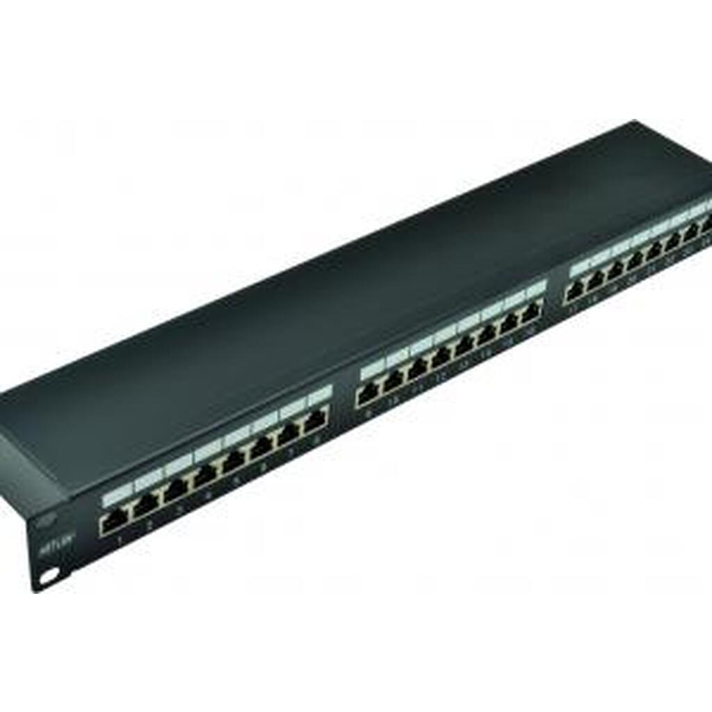 Панель NETLAN 19", 1U, 24 порта, категория 5e, RJ45/8P8C, экранированная, черная EC-URP-24-SD2