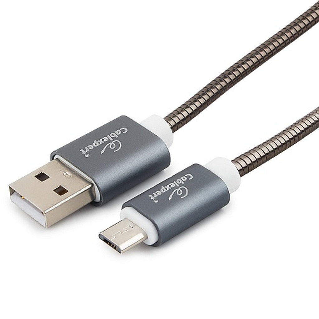 Кабель Cablexpert USB 2.0 AM/microB, серия Gold, длина 0.5 м, титан, блистер CC-G-mUSB02Gy-0.5M