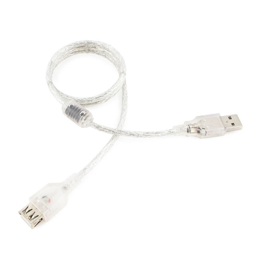 Кабель-удлинитель Cablexpert USB2.0 AM/AF, Pro, 0,75м, экран прозрачный CCF-USB2-AMAF-TR-0.75M