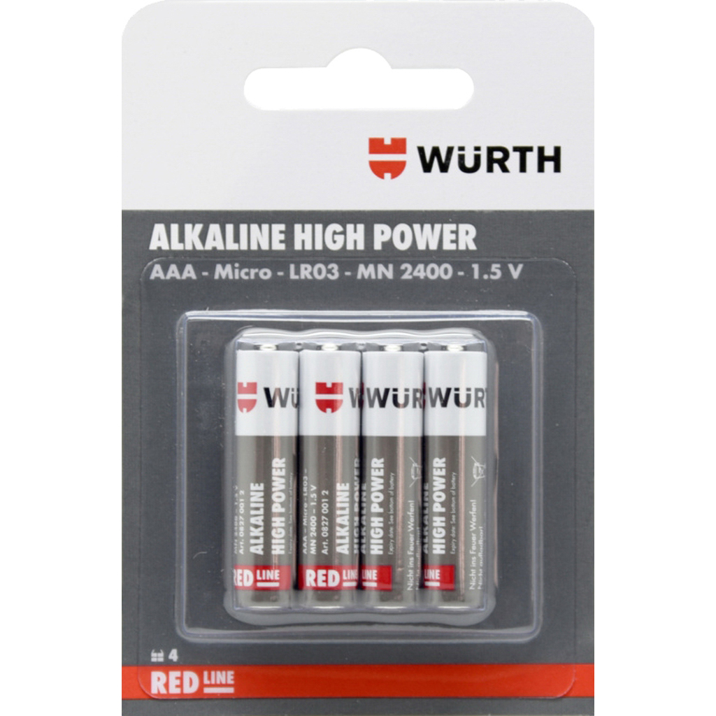 Щелочная батарея Wurth Alkali Micro 1,5 V AAA LR03 08270012 961 4