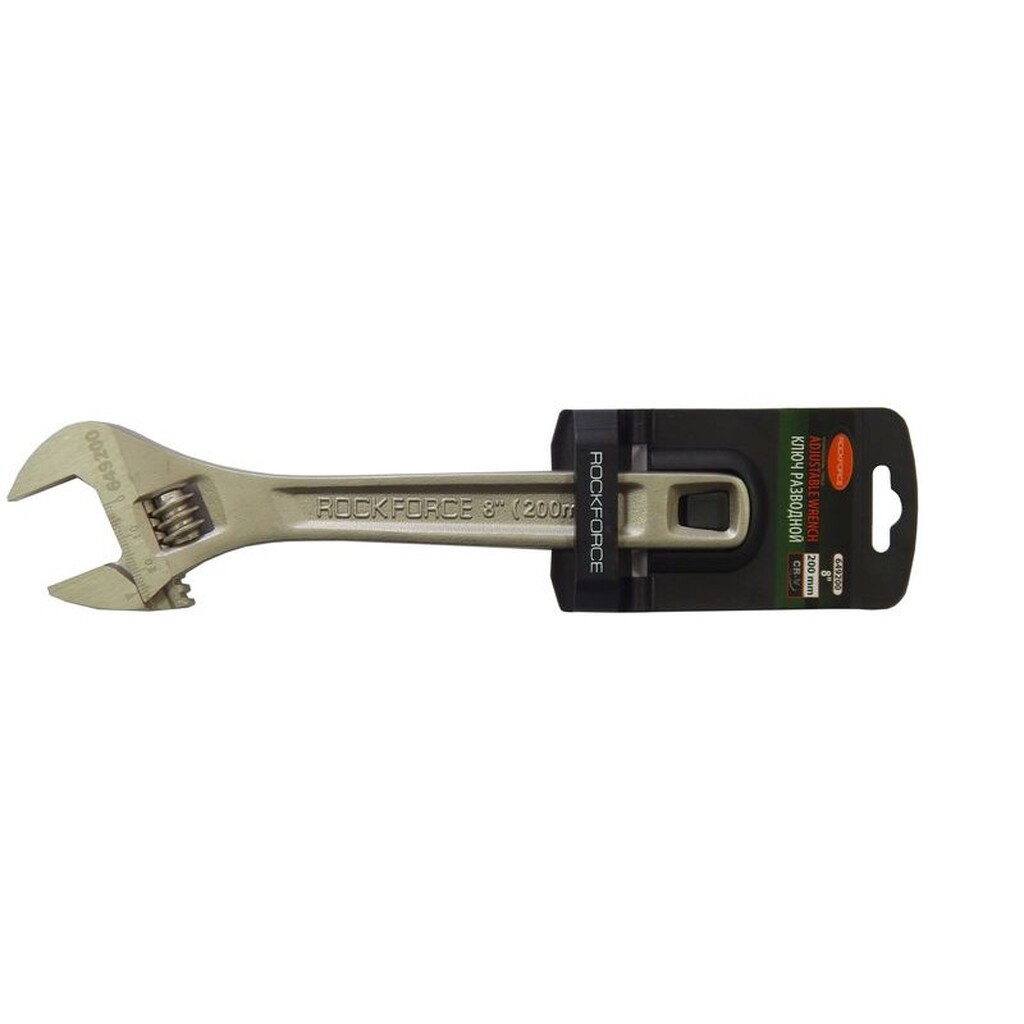 Разводной ключ ROCKFORCE Profi CRV 8-200мм, на пластиковом держателе RF-649200