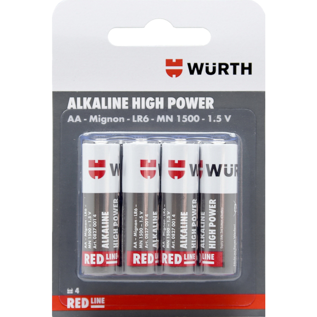 Щелочная батарея Wurth Alkali Mignon Red Line 1,5 V AA LR6 08270014 961 4