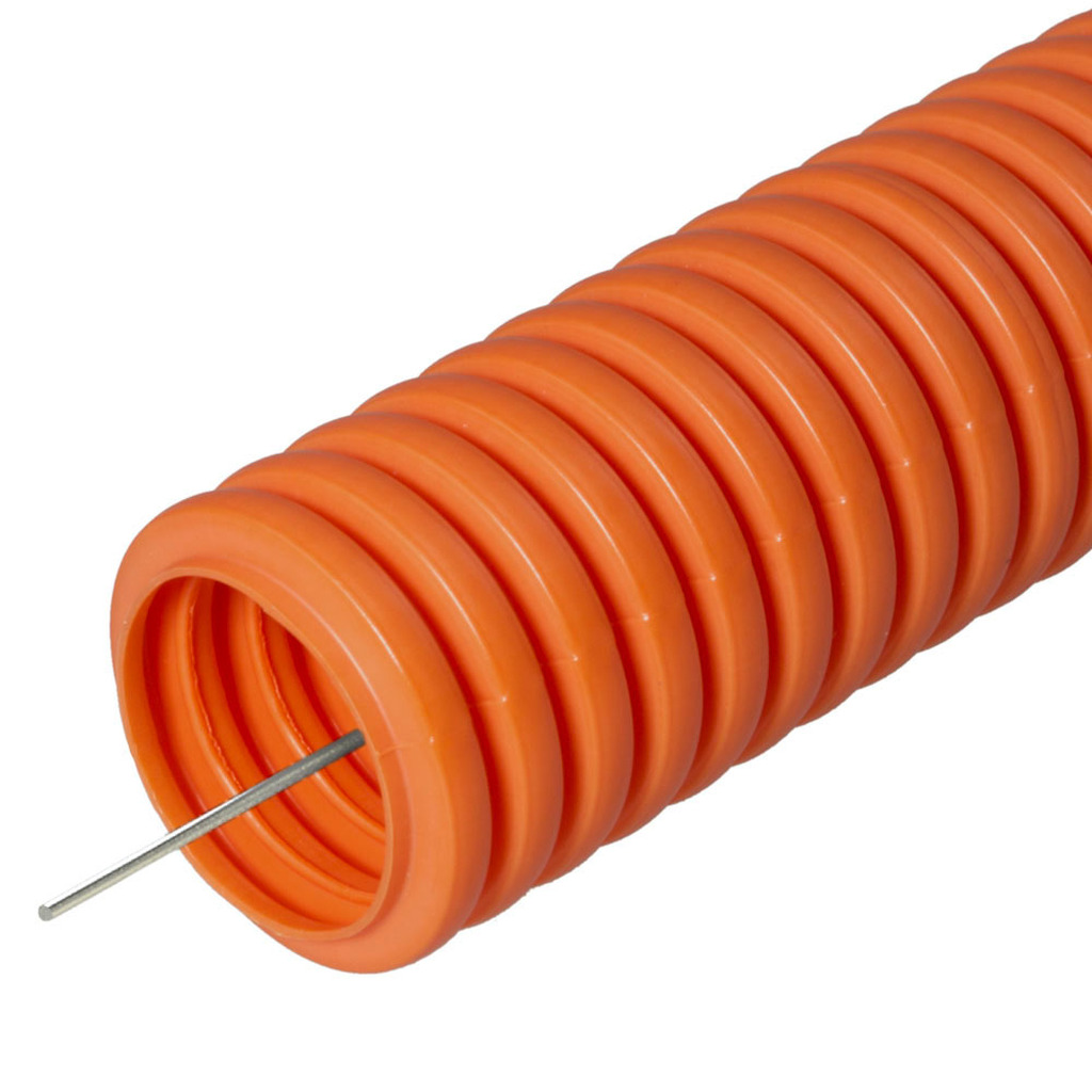 Гофрированная труба Промрукав ПНД тяжёлая 750 Н безгалогенная HF оранжевая с/з д32 023241о